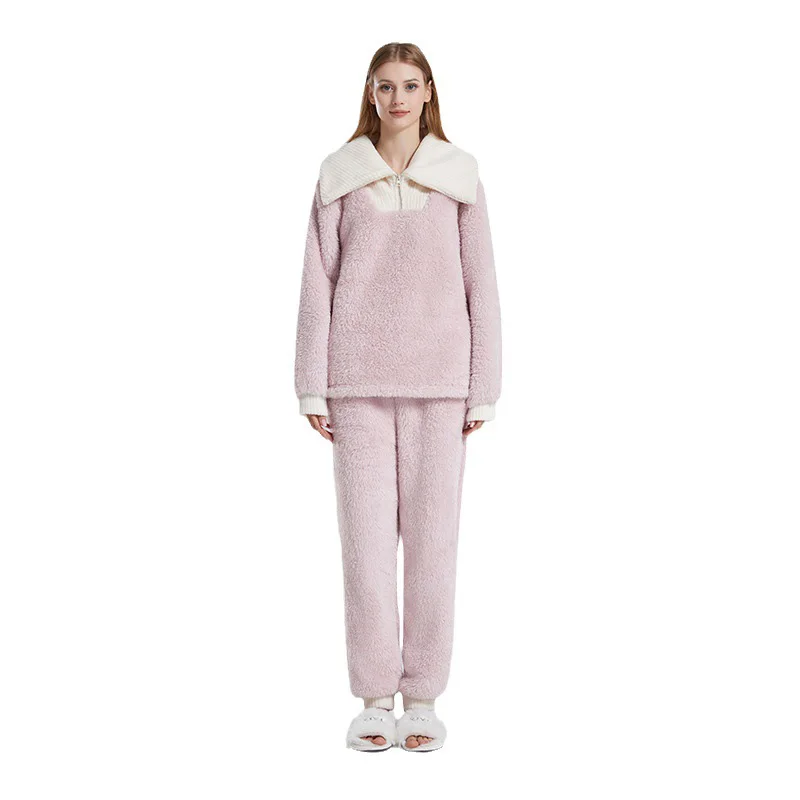 Pijama informal de franela para mujer, ropa de dormir de talla grande, camisón de manga larga con cuello alto de retales para el hogar, invierno, 2023