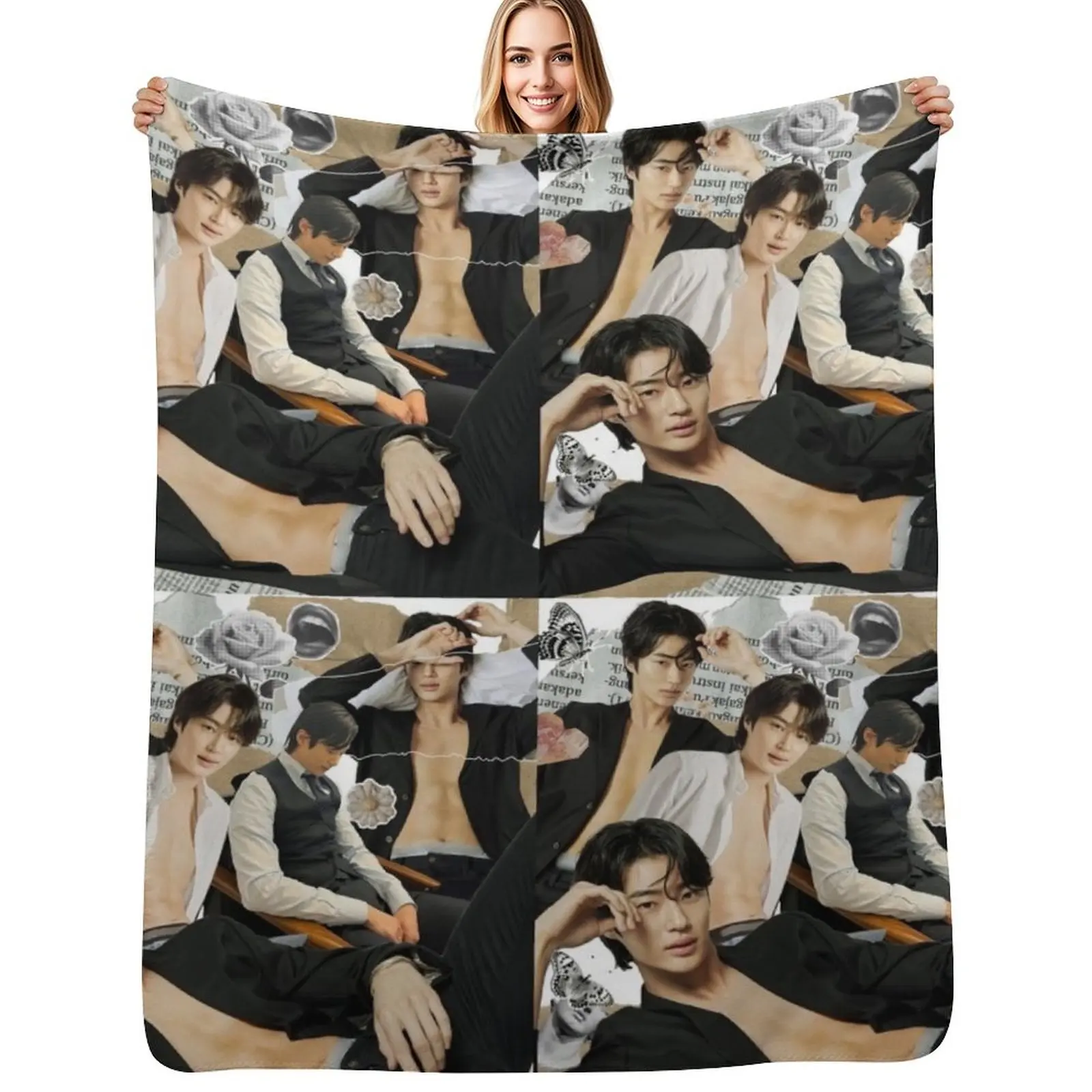 

Byeon Woo-seok Throw Blanket Modern Design Soft Blanket for Home Decor