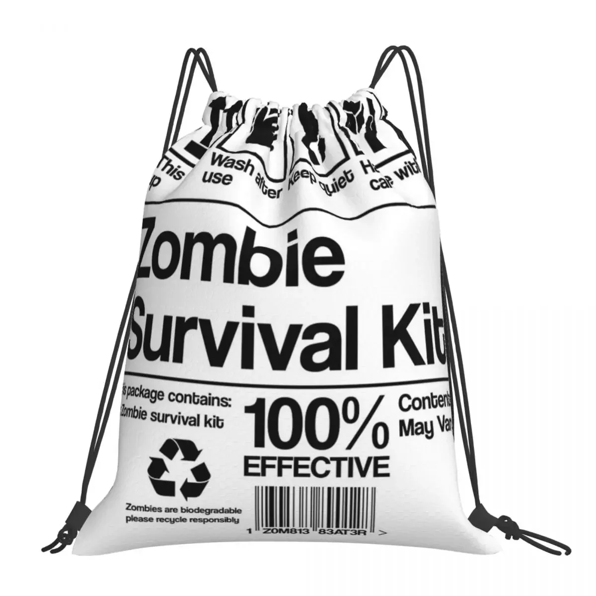 

Zombie Survival Kit Backpacks Fashion Portable Drawstring Bags Drawstring Bundle Pocket Shoes Bag BookBag For Travel Students