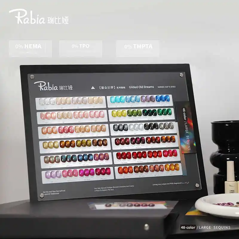 RIBIA جودة عالية 48 ألوان ضوء القمر القط العين جيل للأظافر مجموعة 2025 جديد رائجة البيع HEMA خالية من البولي يوريثان الحراري غير سامة UV جل بالجملة