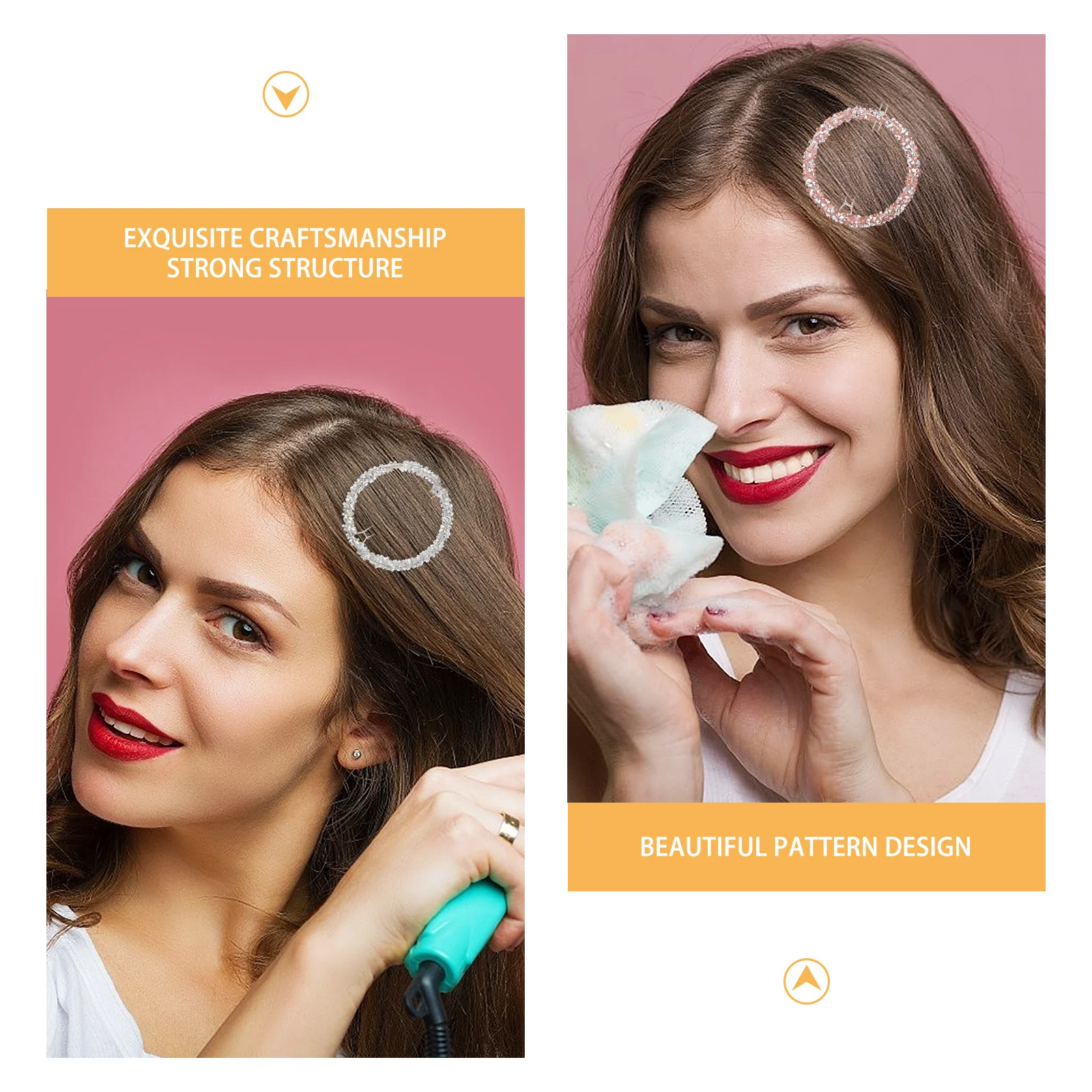 

3pcs Full Drill Crystal Hairpin Extra Large Clips Bridesmaid Barrettes Zinc Alloy Round Shape Hair Accessories