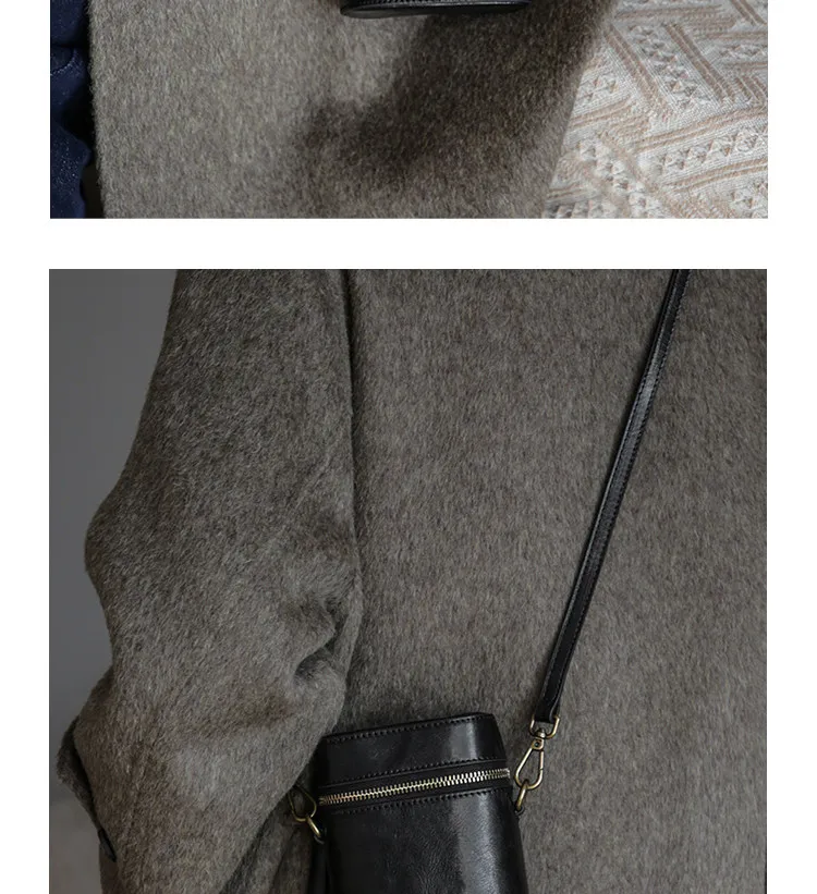 PNDME einfache, lässige, handgefertigte Damen-Handytasche aus pflanzlich gegerbtem Rindsleder, modische Designer-Umhängetasche aus echtem Leder – Detail 14