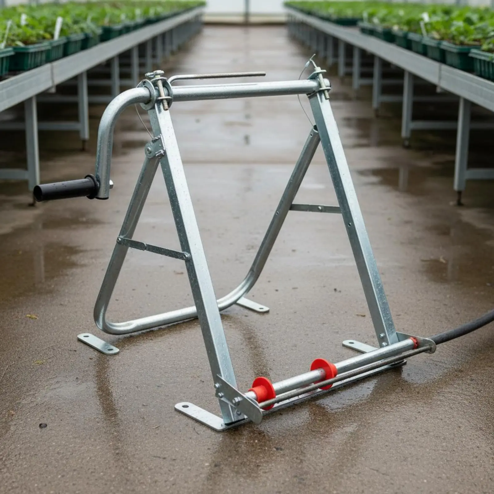 

Lay Flat Hose Reel Hand Crank Function Manual Hose Winder Agricultural Equipment Sturdy Duty Floor Standing for Farmers, Orchard