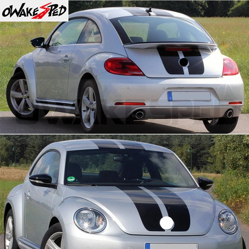 

Racing Sport Stripes Sticker Film Car Hood Roof Tail Whole Decals For Volkswagen Beetle Auto Customized Decor Tuning Accessories