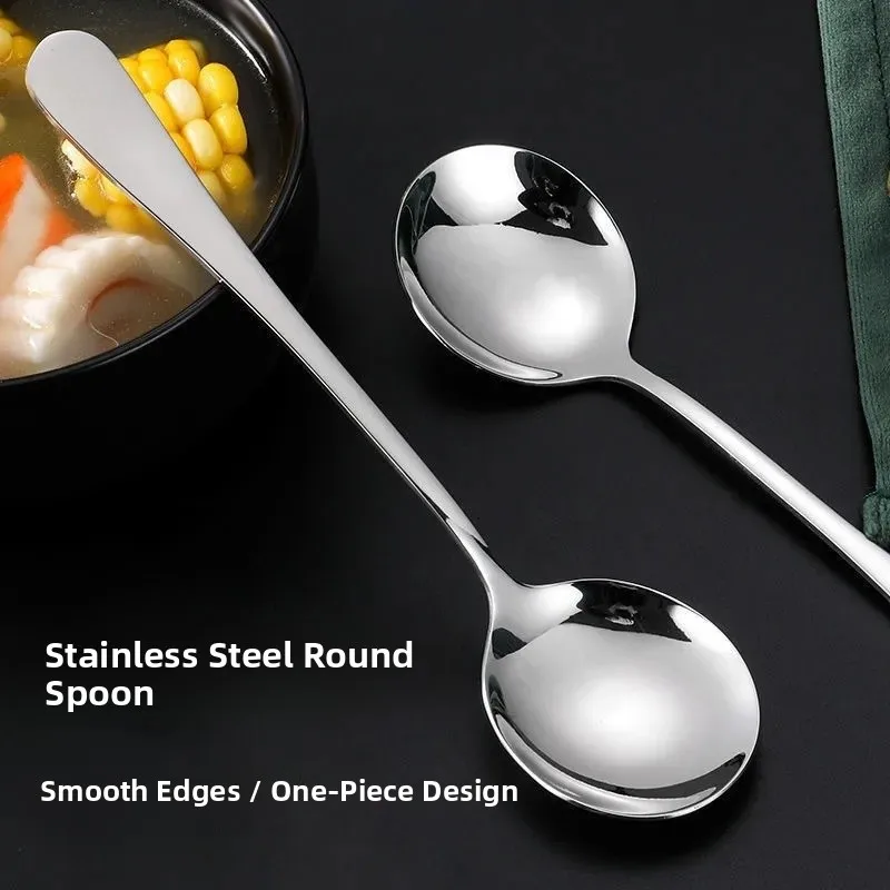 Stainless Steel Deepened Soup Spoon Western Dining Takeaway Spoon Children's Meal Spoon Dessert Spoon Home Use Fork Spoon