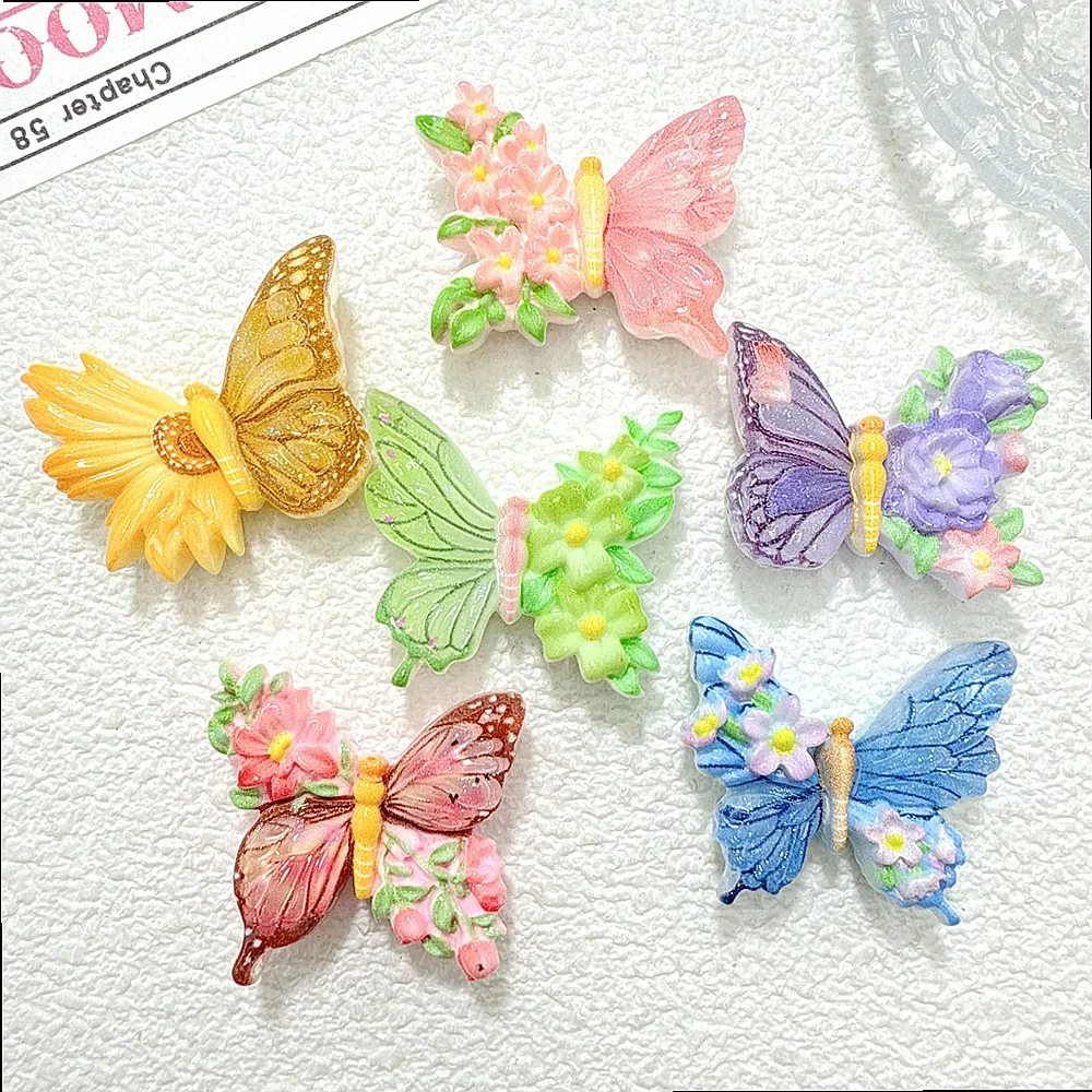 100pcs Kawaii Resin Butterfly Flatback Charms for DIY Phone Case, Hairpin, Keychain, Earrings, Scrapbook Decor