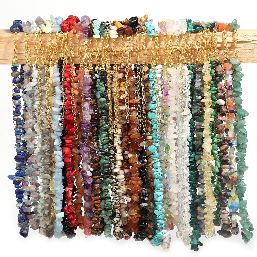 Natürliche blaue Stein Halsband Halskette unregelmäßige Heilung Kies Aquamarine Kristall Quarz Chip Perlen Halskette für Frauen Schmuck