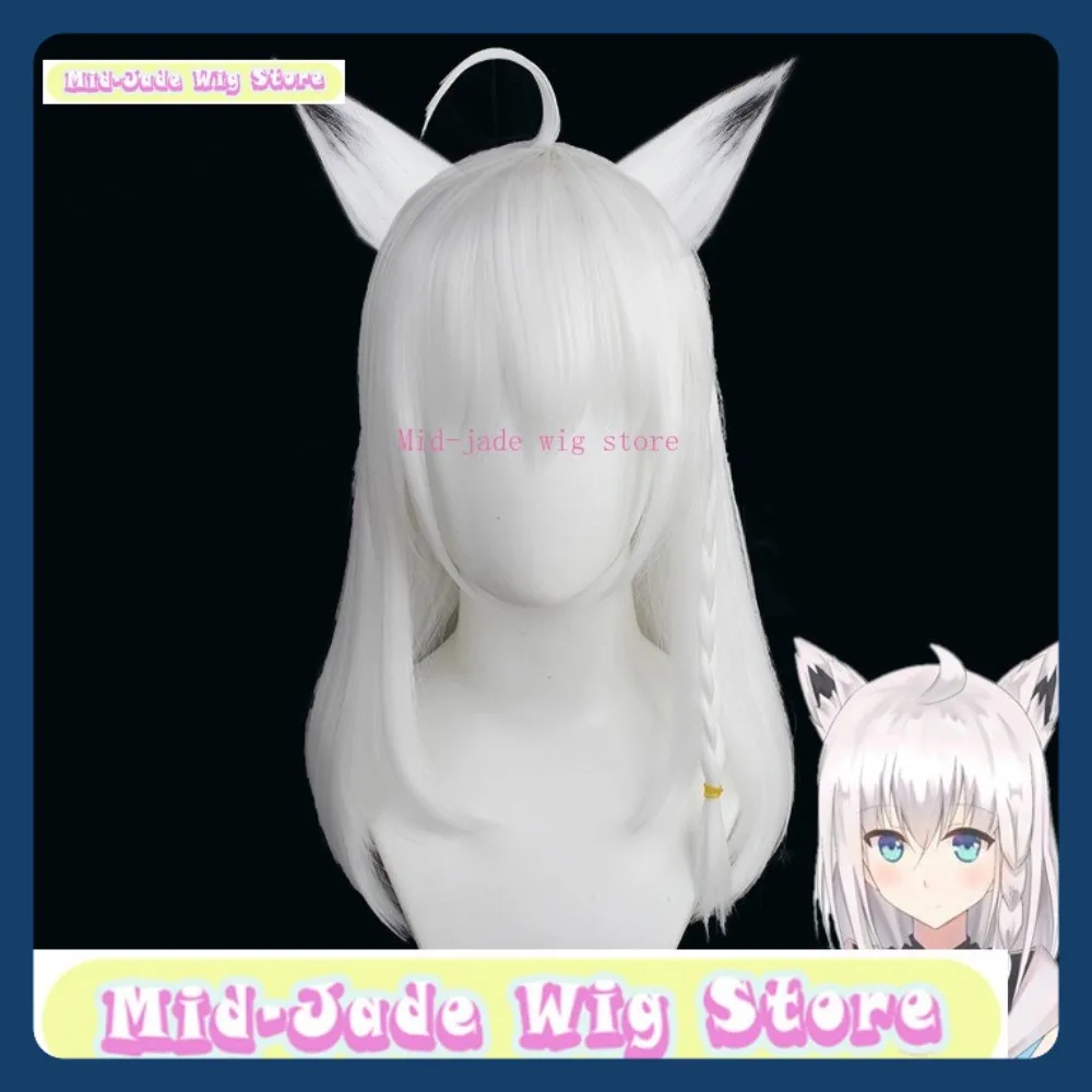 Perruque synthétique mi-jade, magasin Hololive Shirakami Fubuki, perruque de Cosplay, jeu d'anime, jeu de rôle, fête d'halloween