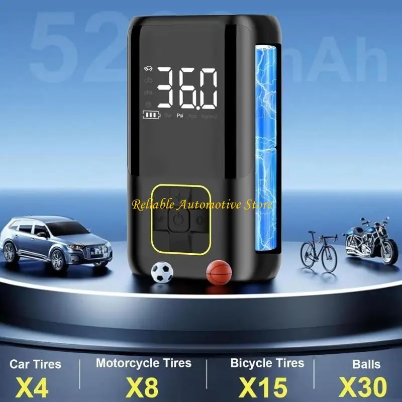 M68B Tire Inflator Car Air Compressor Air Pumps with Flashlight and Power Banks Function Tire Inflator for Car Motorcycle