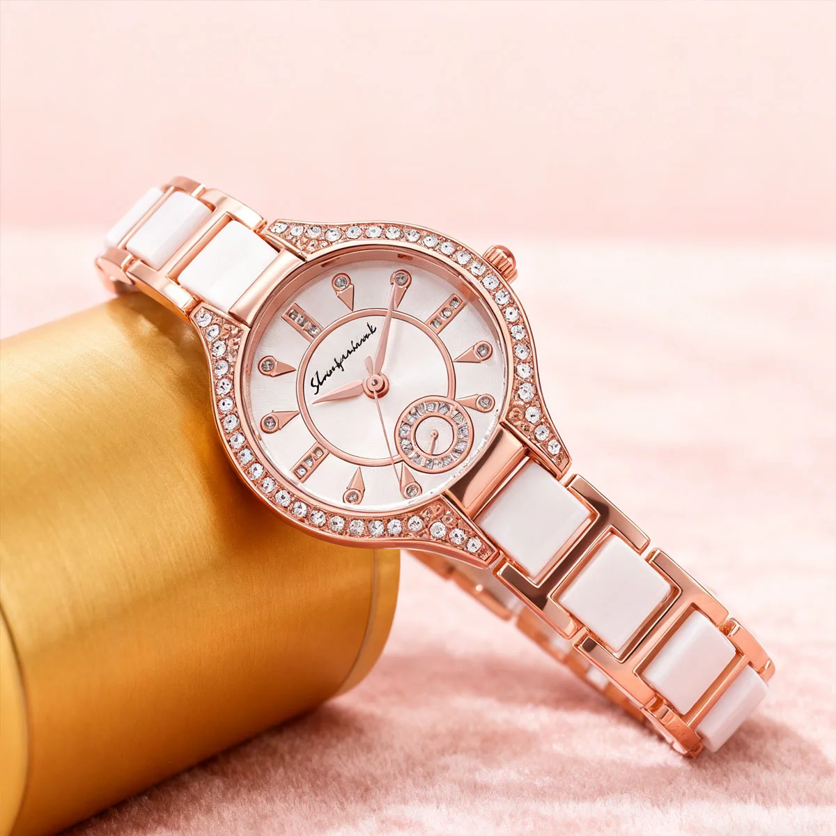 1pc-Ladies' Fashion Quartz Strap Steel Strip Quartz Watch Ladies' Luxury Watch