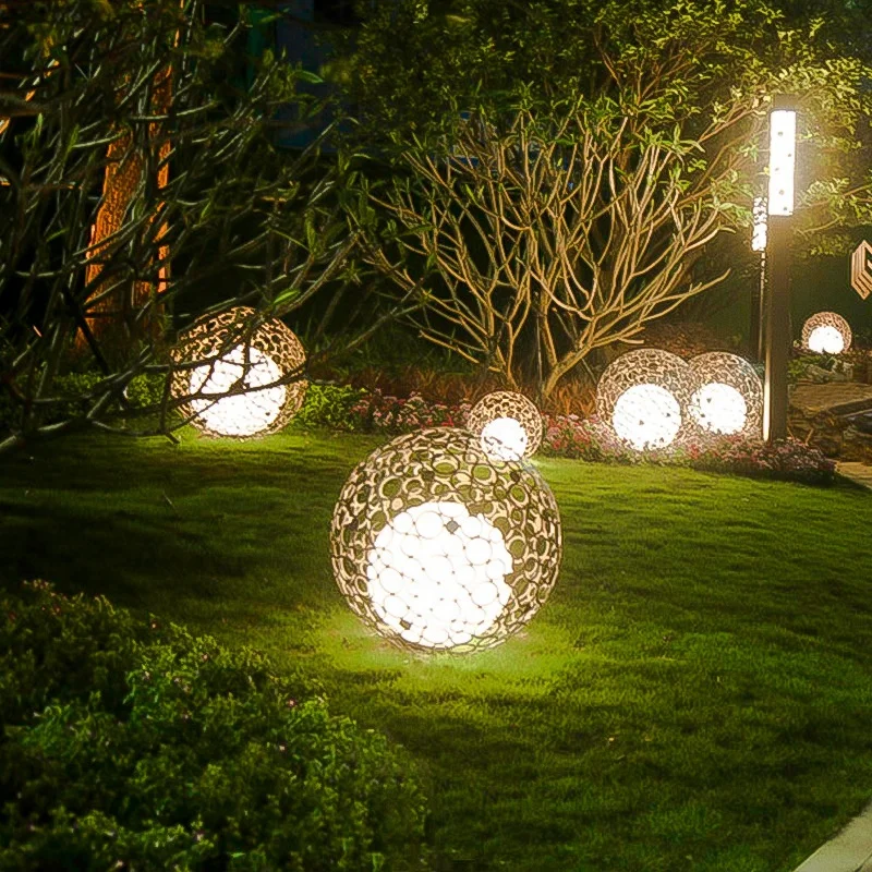 

80cm Led Hollow Ball Light square Villa Park Lawn Lamp Garden Landscape Light Outdoor IP65 Waterproof Led Modeling Light