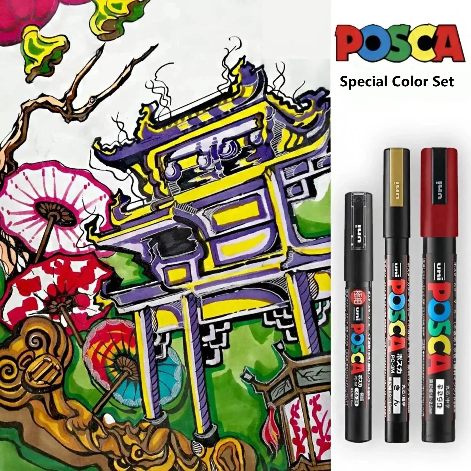 

Первичные маркеры Uni Posca PC-1M 3 м, 5 м, 7/8 шт., мягкие/металлические/темные/блестящие, набор особых цветов, двусторонние наконечники, акриловая краска, художественная ручка