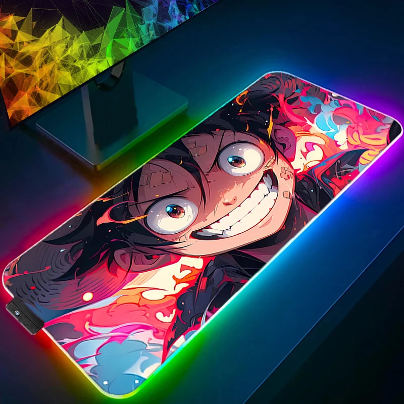 

RGB LED Mouse Pad Rubber Keyboard Pad Computer Game Mousepad Office Desk Mat One Piece Luffy PC Accessories Mouse Mat Tablet Pad