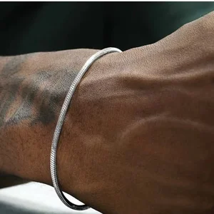 925 سوار سلسلة ثعبان من الفضة الاسترليني للرجال والنساء ، سوار الهيب هوب بسيط ، سحر الموضة ، مجوهرات حزب الشرير ، بالجملة ، 3 مم أعلى 8 بيع 925 مصنع الفضة بالجملة - No6