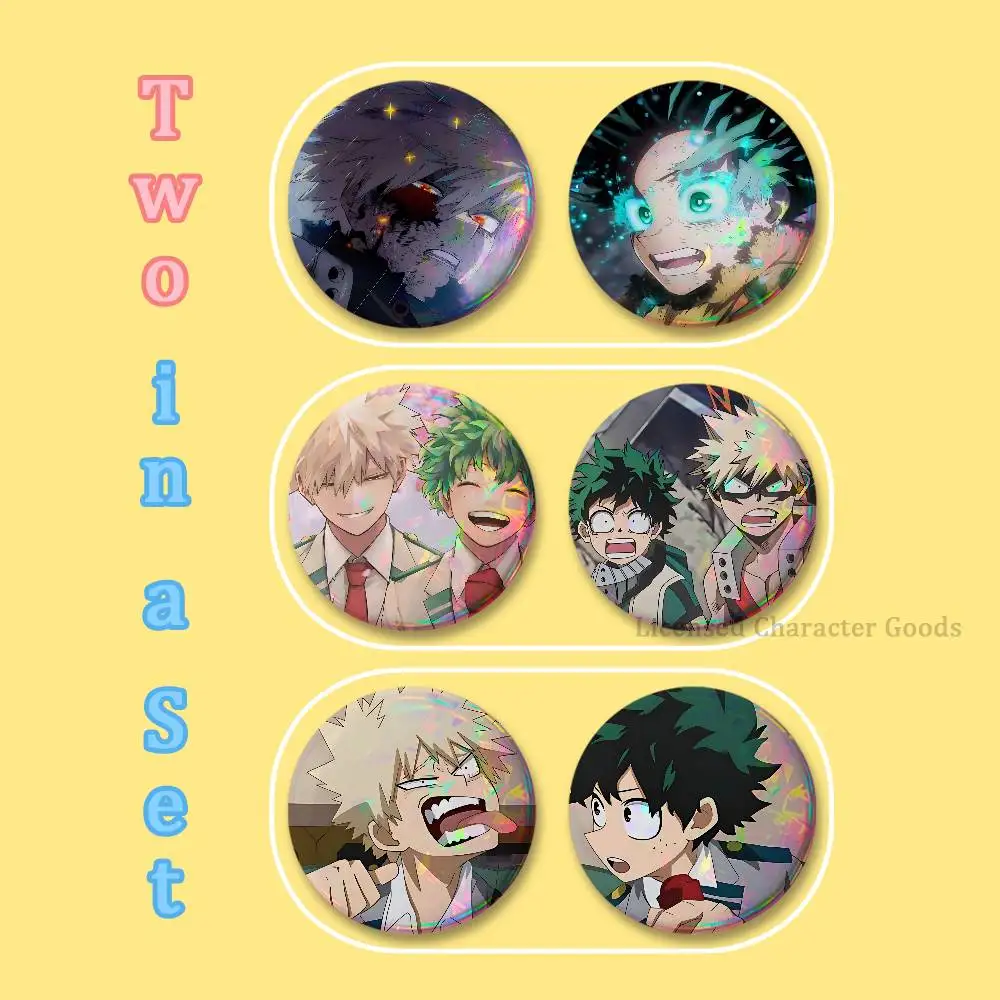 B-BakuDekuS Badges 25 32 44 58 75 mm Round Cosplay Pin Backpack Decor Collect Gifts Brooch 2-piece set