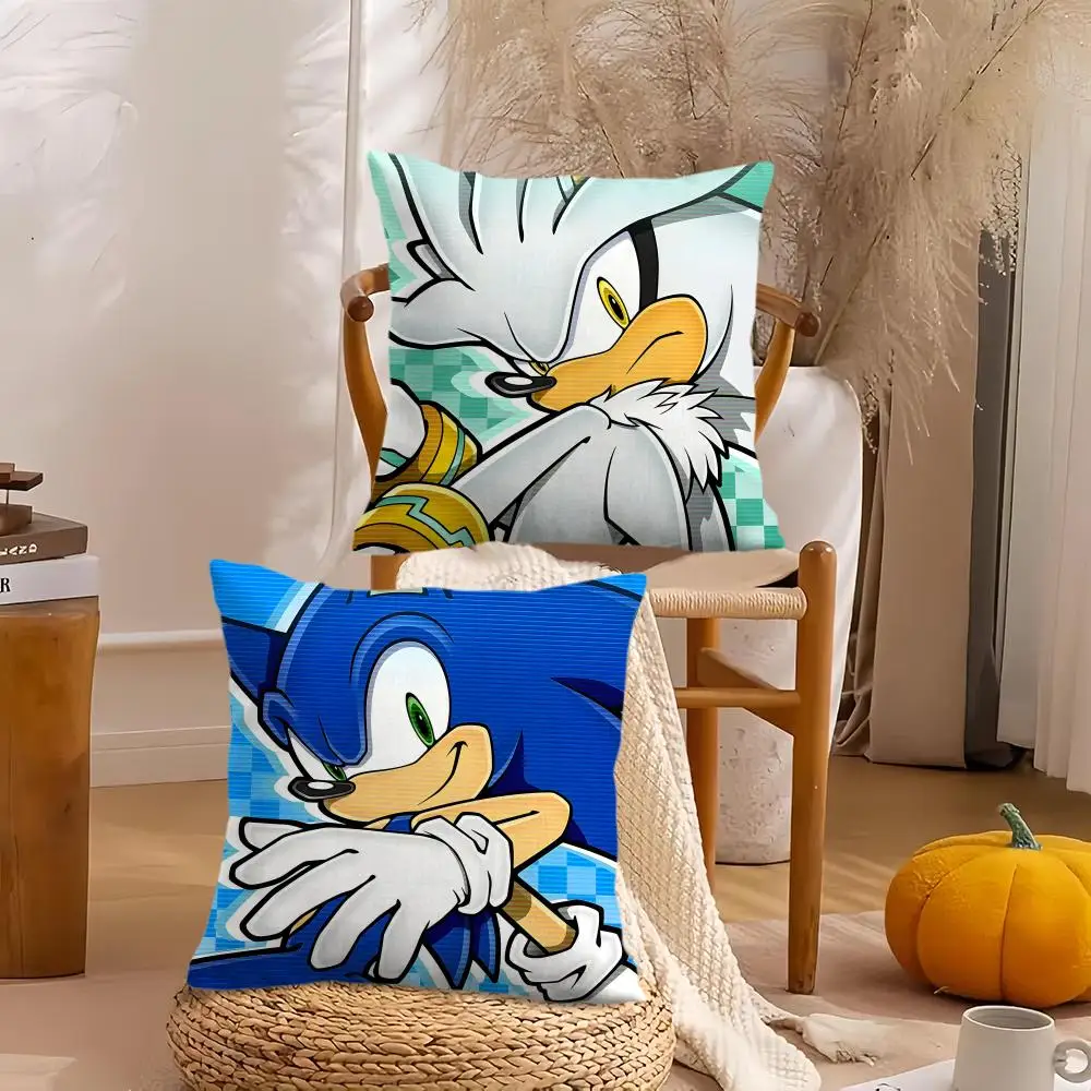 Game S-Sonic Classic Cushion Cover Silky Short Plush Invisible Zipper Dustproof Sofa Pillow Case for Home Decor - view 4