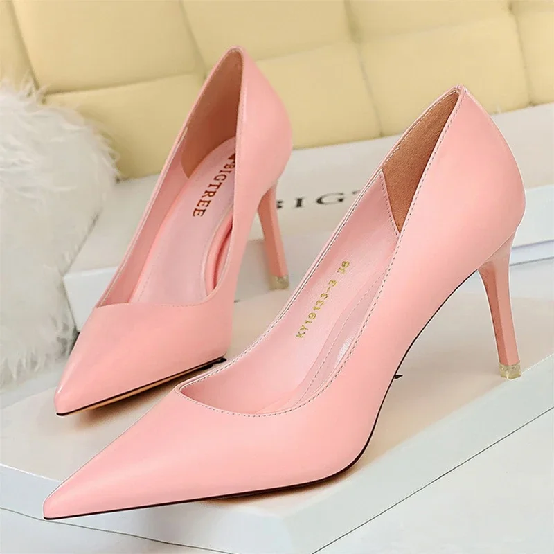 BIGTREE 2027 New Spring Shoes Pumps Women Sexy Single Grain Pointed Toe Stripper Heels Party Dress Female Sandals Stiletto Mujer