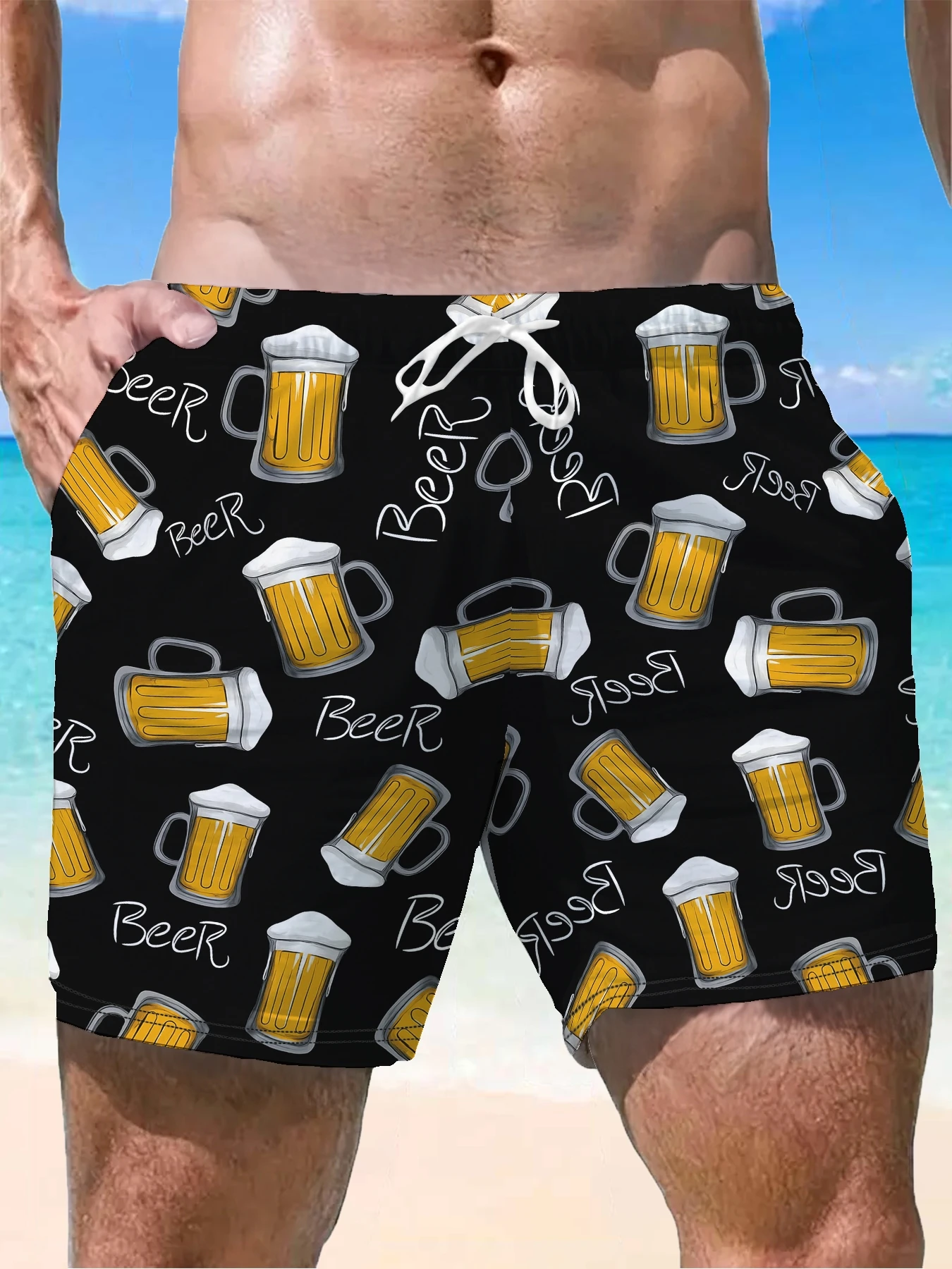 

Hot Selling Vintage Allover Print Mens Stretchy Short Pants Quick Dry Outdoor Camping Seaside Travel Fitness Workout Swim Shorts