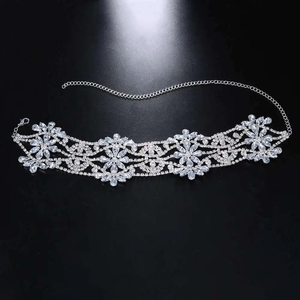 Luxury Hollow Flower Crystal Choker Necklace for Women Party Accessories Rhinestone Choker Collar Statements Jewelry