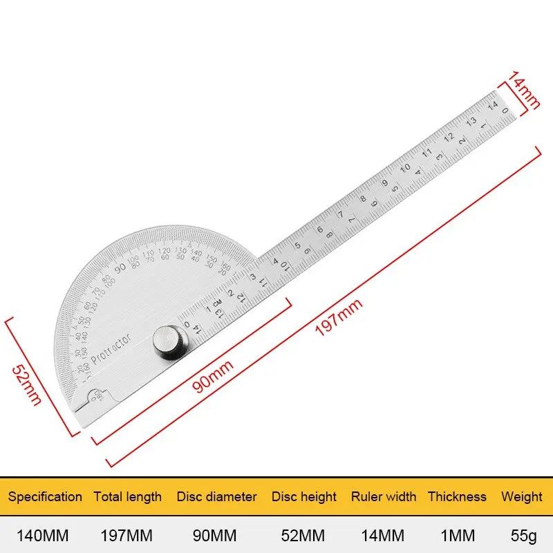 Protractor Angle Ruler Dividing Gauge Angle Ruler 180 Degree Semi Circular Carpenter Angle Ruler 14cm 1PC