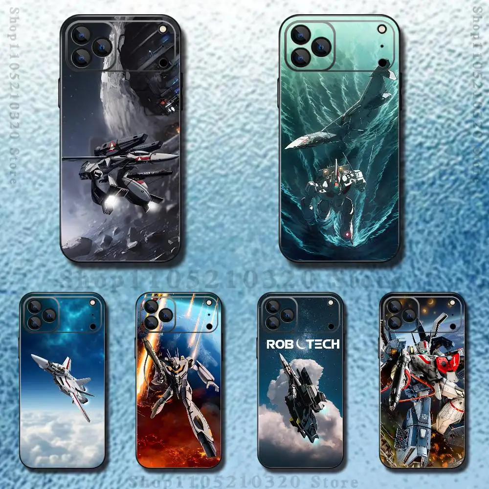 

R-Robotech Macross Phone Case For iPhone 17,16,15,14,13,12,Pro,Max,Plus,E,SE4,Air,Mini Black Soft Box
