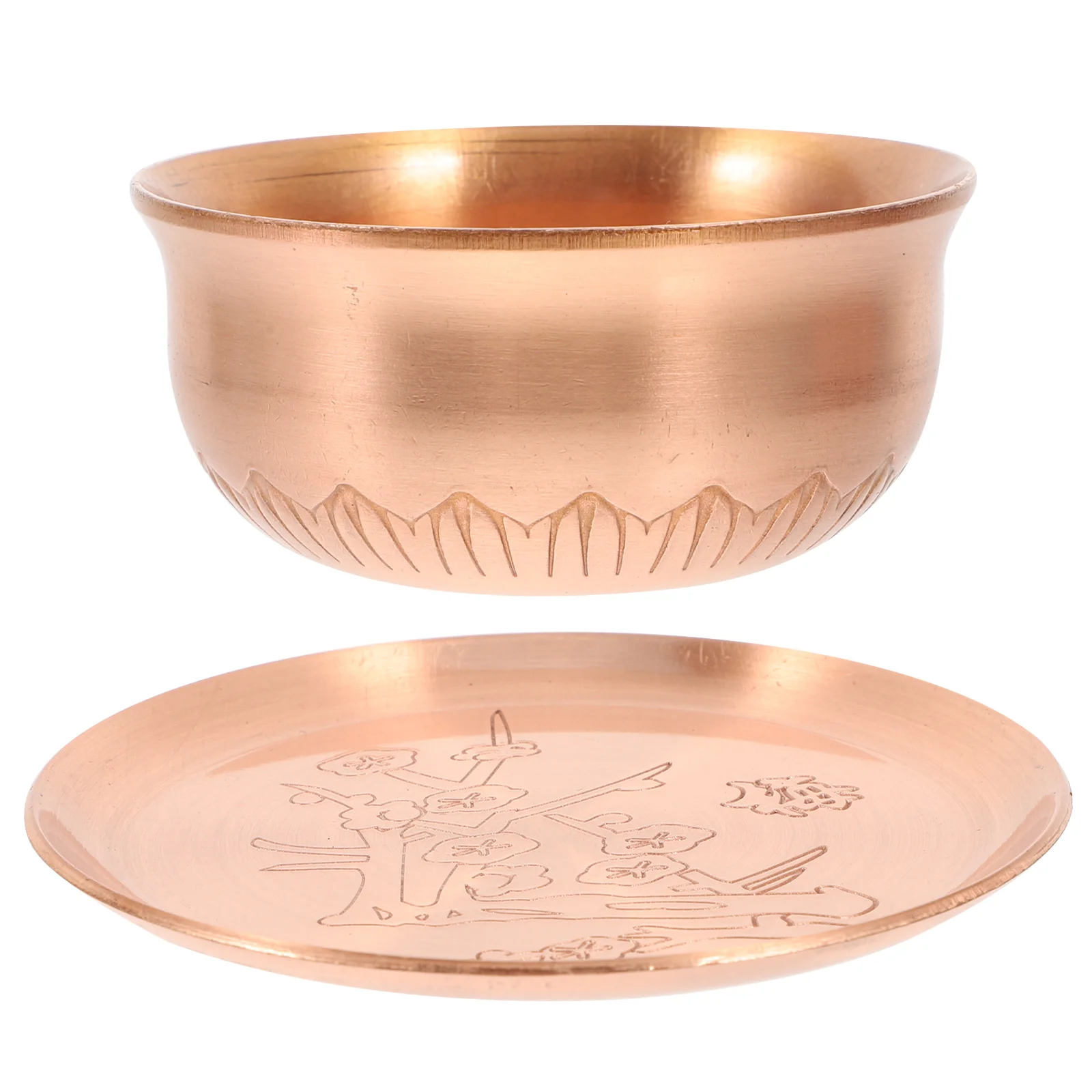 

Purple Copper Offering Holy Water Cup Temple Tea Drinking Vessel Vintage Chalice Cup Brass Plate Incense