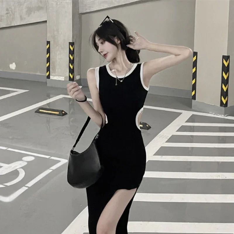 Sukienki Damskie Solidne Wydrążone Specjalne Urocze Wiosenne Damskie Seksowne Koreańskie Styl Proste Uniwersalne Wakacje Kreatywność Młode Nowość