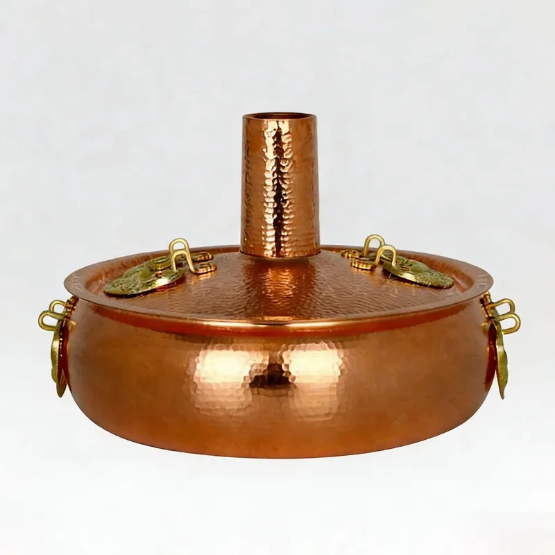 Induction cooker copper pot pure copper uncoated with lid 2 handles household and commercial side stove