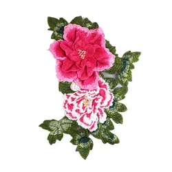 Rose Flower Patches Sew on 3D Embroidered Patch, Fabric Sticker, Repair Clothes Accessories, DIY, 1Pc