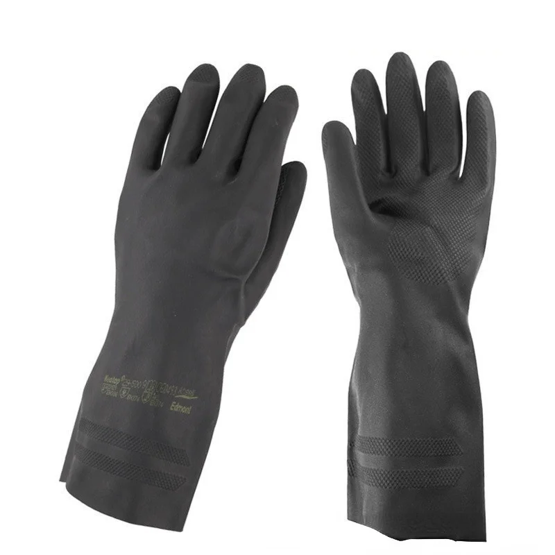 Heavy Duty Rubber Gloves Acid Alkali Resistant Chemical Gauntlet Garden Digging Labor Insurance Gloves Protective Gloves