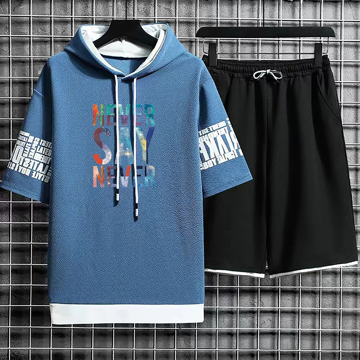 Summer Suits Hoodies Set Shorts Pullover Hat Casual T Shirt T-shirt Hood Print Hoodie Men Clothing for Men New Top Short Sleeve