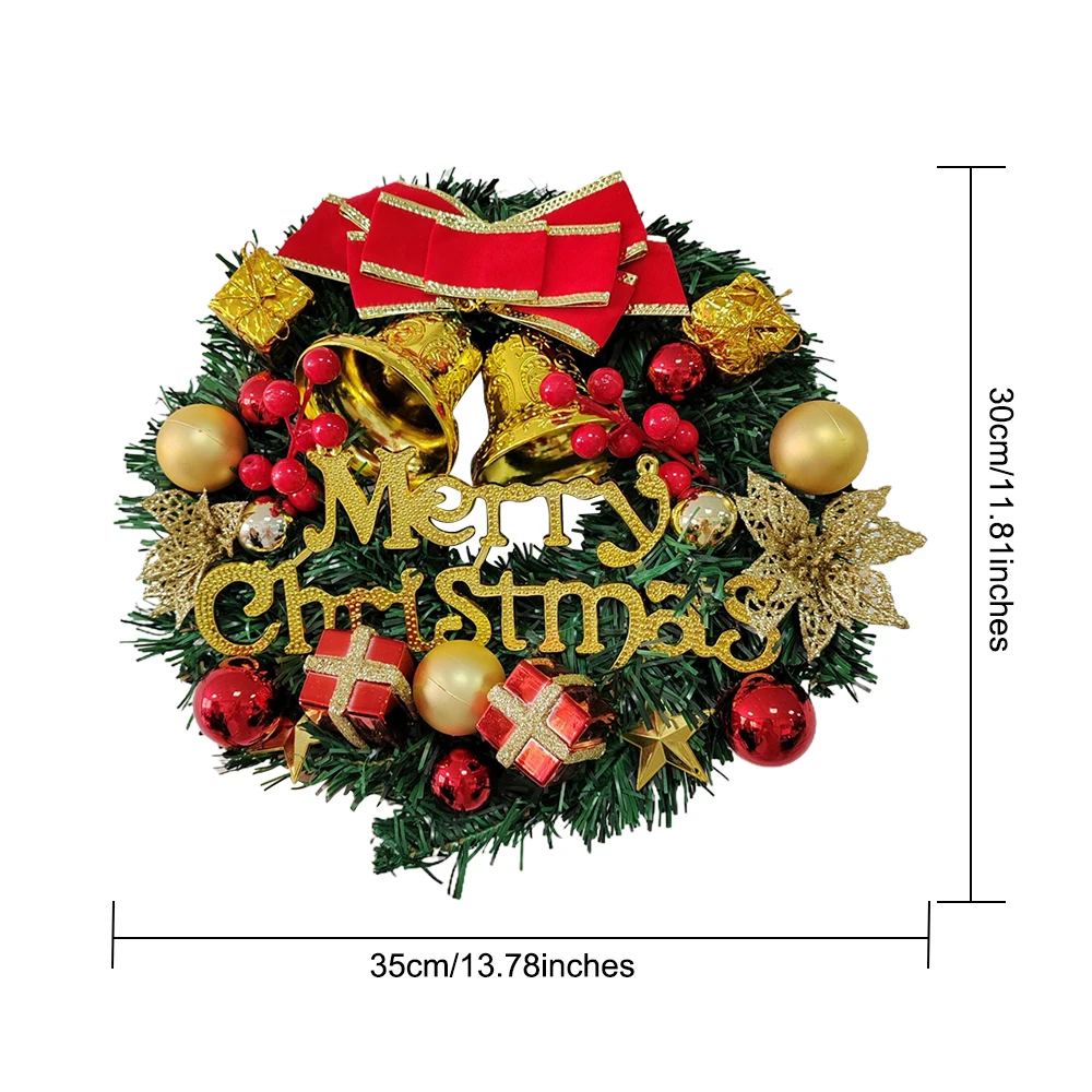 1 Stück Weihnachtskränze für die Haustür, Weihnachtsdekorationen, Winterkränze, dekorativer Kranz für Zuhause mit Blumen, Tannenzapfen für Party – Detail 13