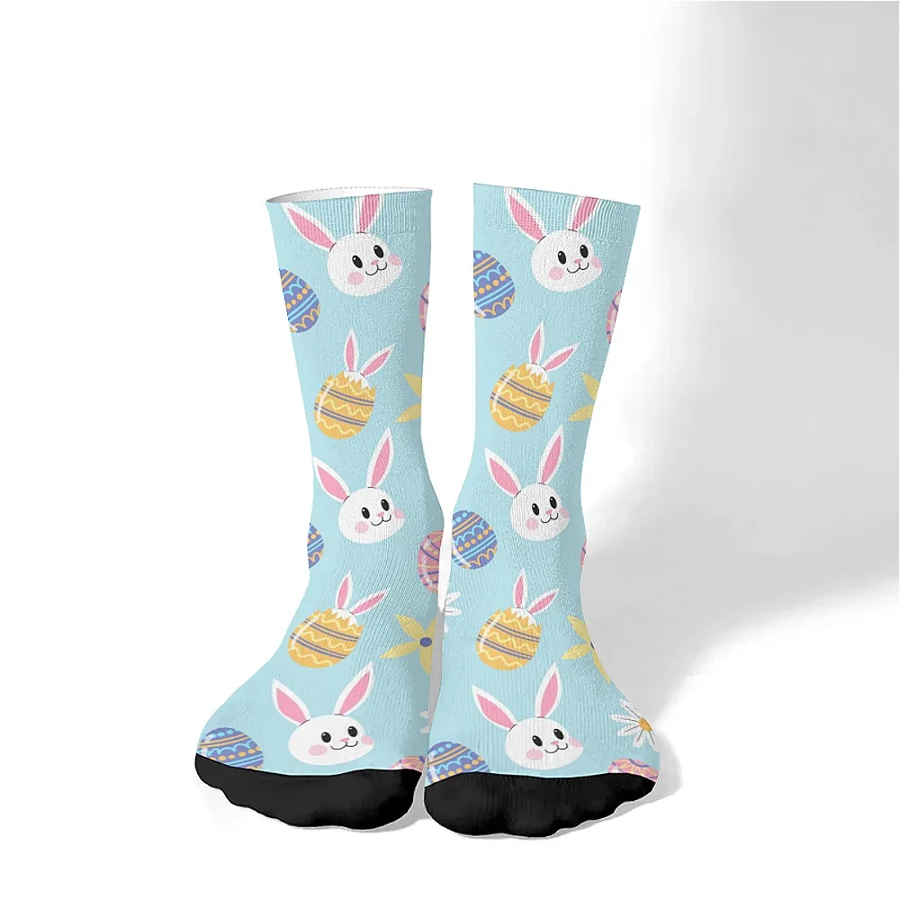 Nieuwigheid mid-tube sokken voor heren met paashaasprint, modieus en schattig, veelzijdige stijl, ademend en warm, perfecte cadeaukeuze