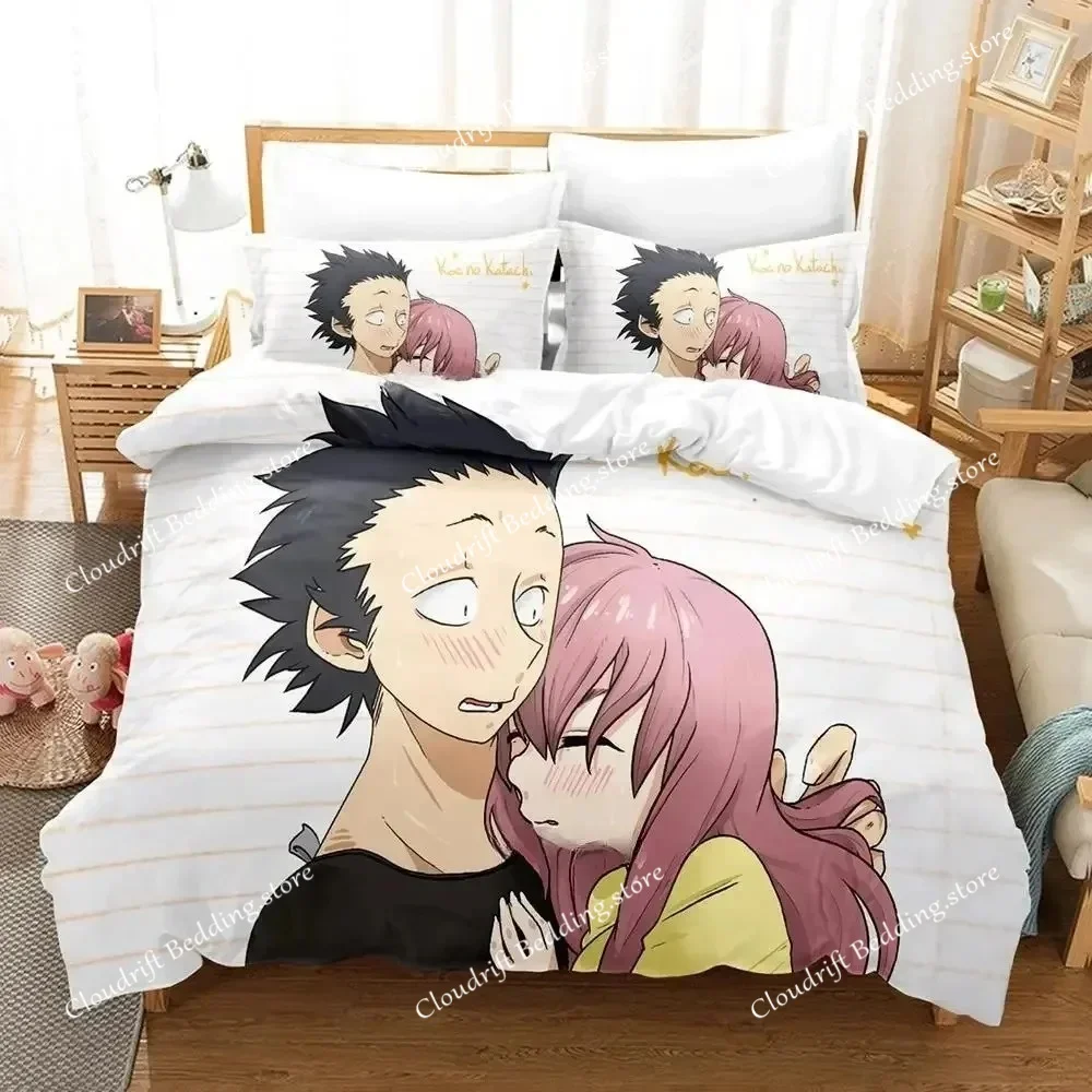 

New Koe No Katachi Bedding Set Single Twin Full Queen King Size Bed Set Adult Kid Bedroom Duvet cover Sets Anime Bed Sheet Set