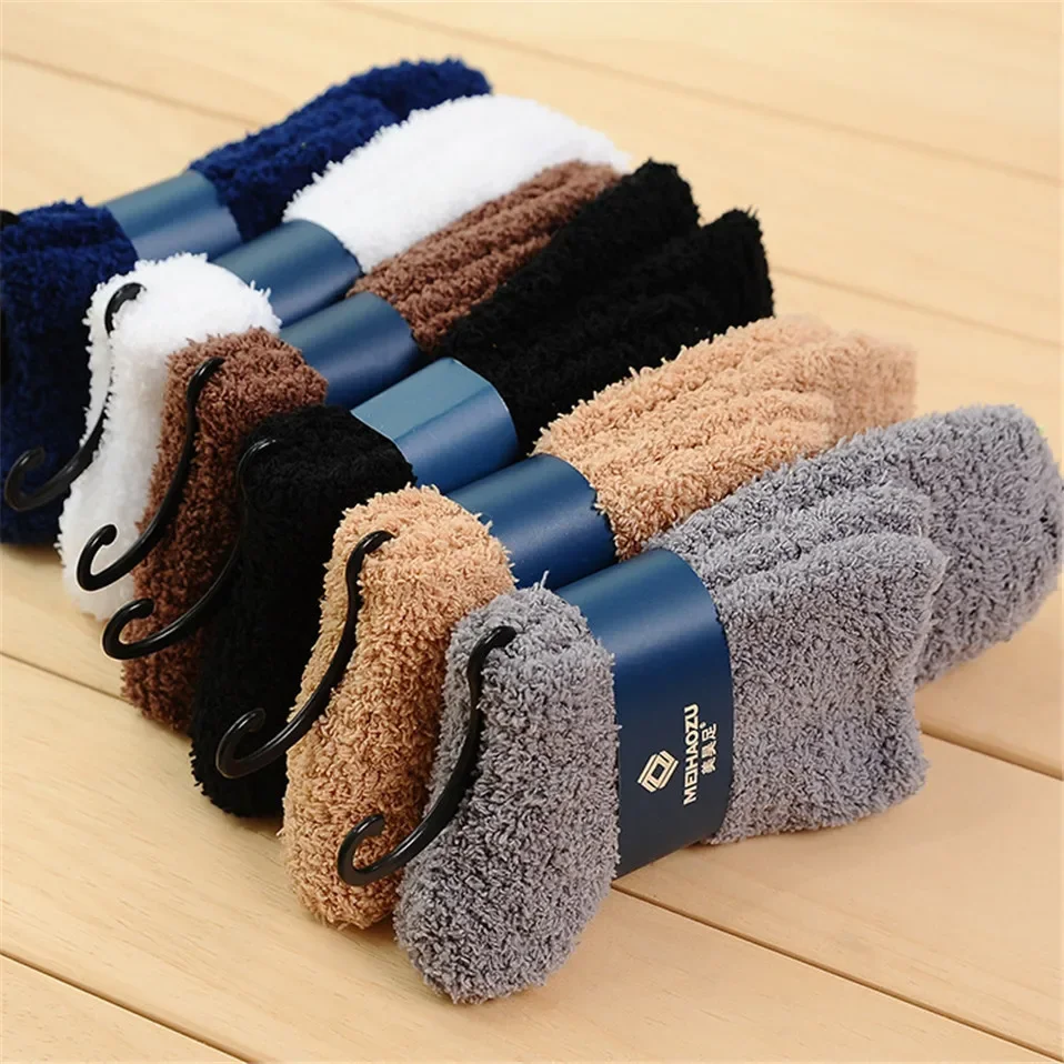 Winter Warm Thicken Fluffy Socks Men Soft Elastic Coral Velvet Towel Sock Unisex Thermal Cozy Floor Sleeping Socken Dropshipping