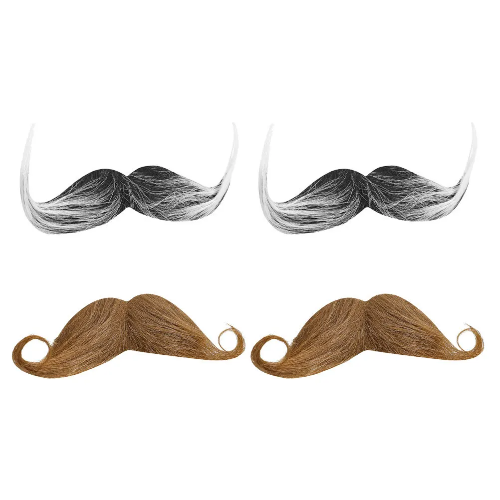 

4 шт., реалистичная искусственная борода, самоклеящаяся Хэллоуин, косплей, костюм с усами, вечерние аксессуары для маскарада, реквизит
