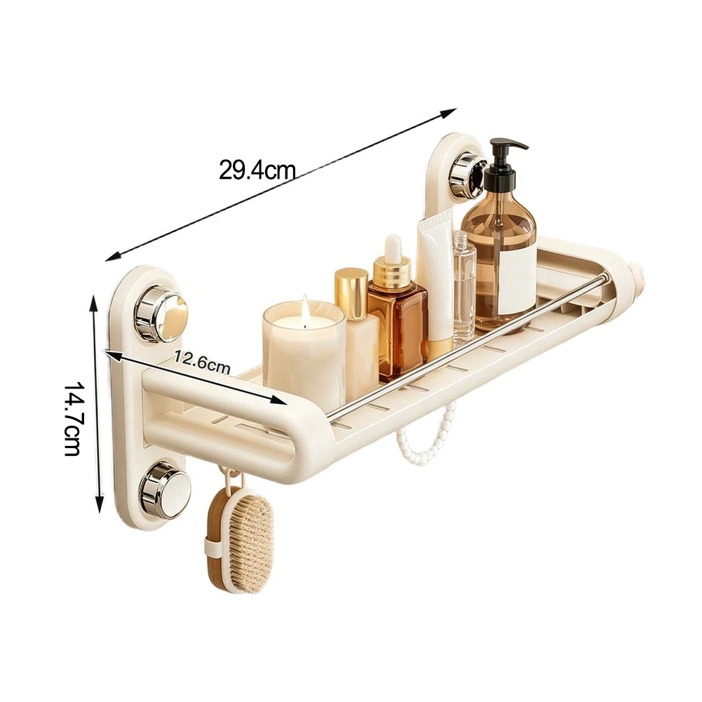 Bathroom Wall Mounted Stainless Steel Rack for Toiletries with Ventilation Optimized Hollow Structure and Hooks