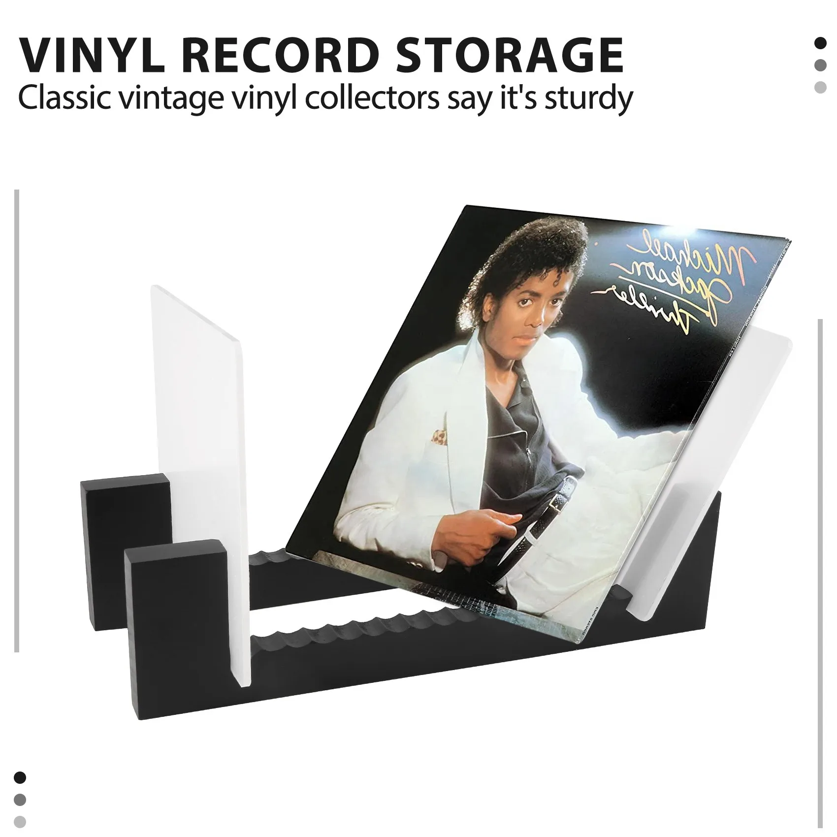 Vinyl Record Storage -Vinyl LP Record Rack 13.7 Inches Long -Vinyl Record Holders (Black)