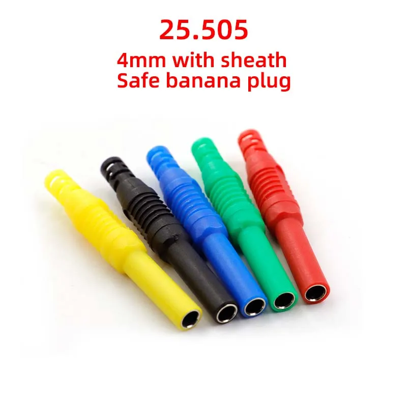 10PCS 25.505 4mm safety type with sheath welded high-voltage banana plug female head copper plated with nickel