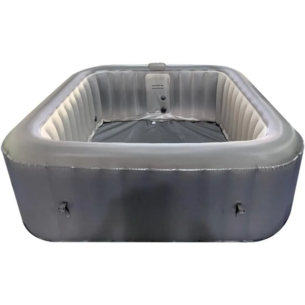 Outdoor Portable Hot Tub, 73'' x 73'' x 25'' 6-Person Square Inflatable Heated Pool Spa with 130 Bubble Jets, Filter Pump, Cover