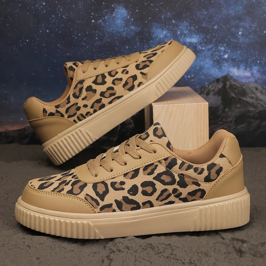 

New Leopard Print Designed Retro Fashion Casual Shoes for Women Shallow Mouth Comfortable Versatile Chunky sneakers 2026
