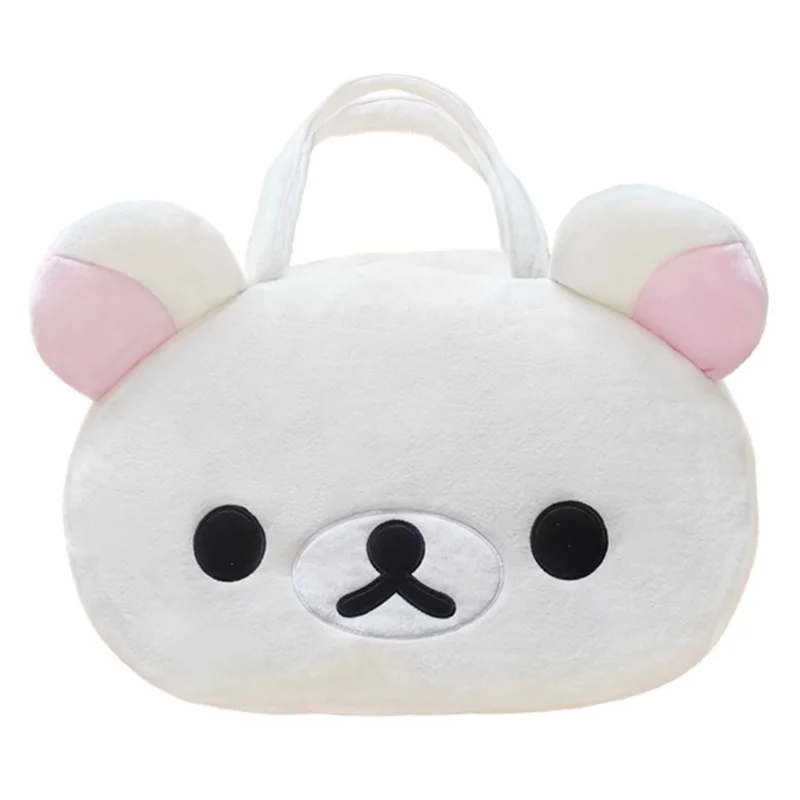 Rilakkuma Korilakkuma Plush Tote Bags for Women Cute Large Shoulder Bags White Bear Head Anime Kawaii Travel Hand Bag Handbag