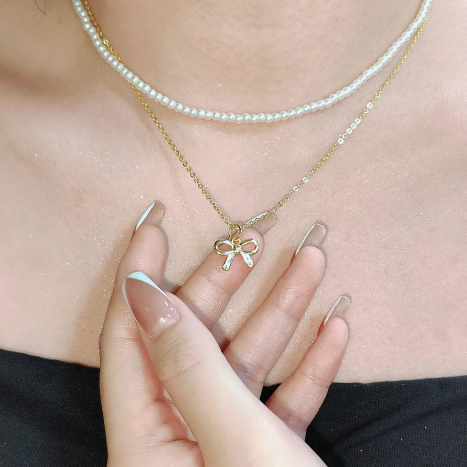 Gold Plated-Bow Pendant Necklace For Women Elegant Sweet Luxury Design Jewelry Gift