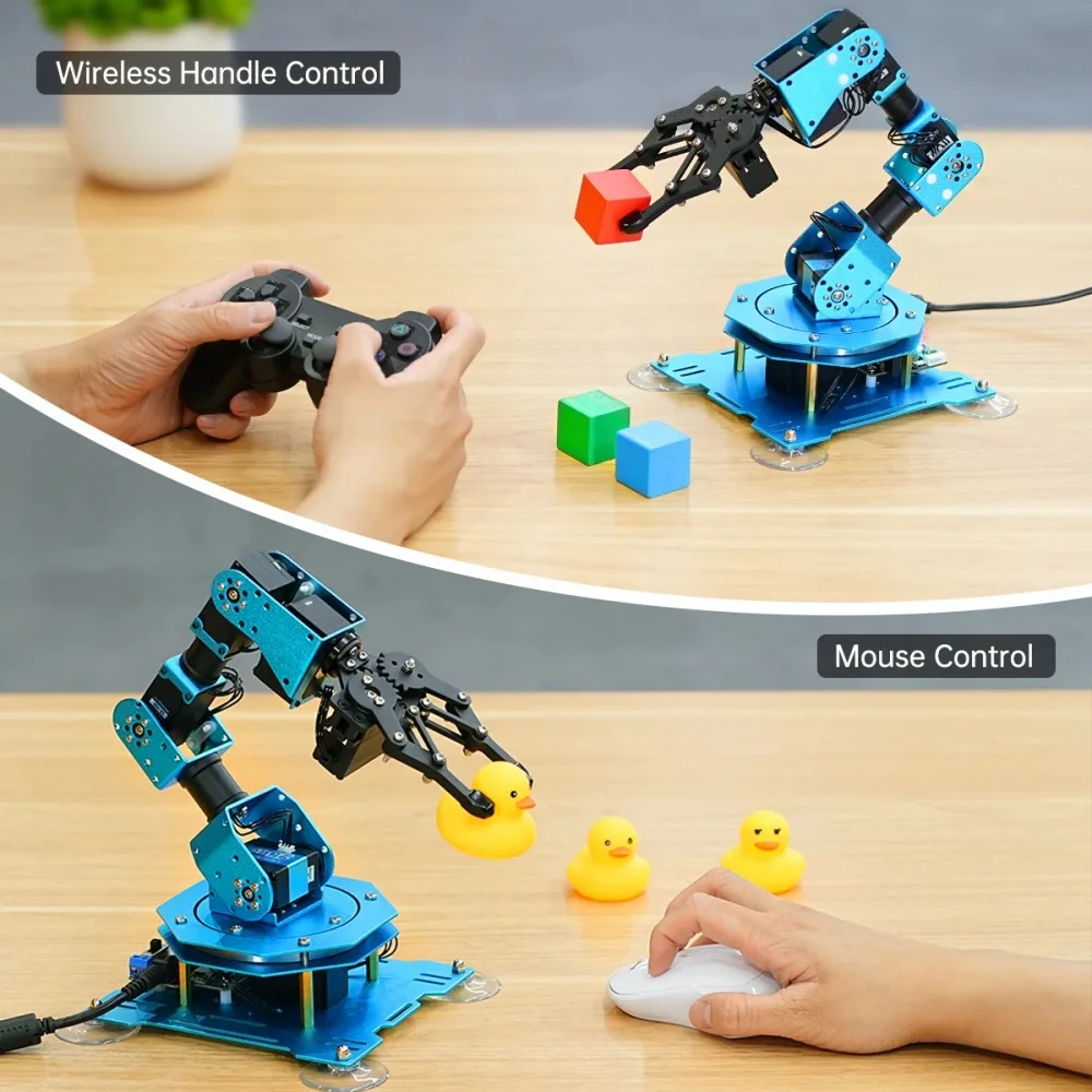 XArm 1S Hiwonder รถบัสอัจฉริยะ Servo 6 DOF แขนหุ่นยนต์การสอนแขนหุ่นยนต์ PS2 APP ควบคุมสมาร์ทของเล่น
