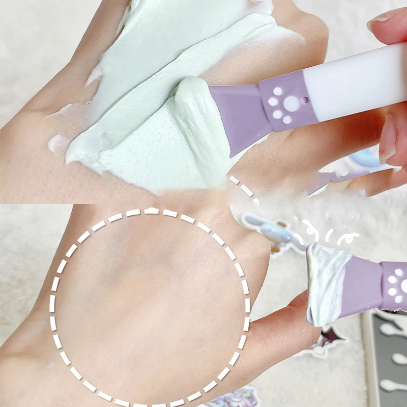 Raspador aplicador de mascarilla Facial de silicona, cepillo facial de pata púrpura, herramientas de cuidado de la piel DIY de belleza de doble cabeza, 1 ud.