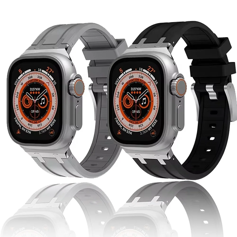 

Silicone Strap for Apple Watch Ultra 49mm 10 46mm 9 8 7 45mm Modification Kit Comfortable Band iWatch 6 5 4 SE 44mm Bracelet