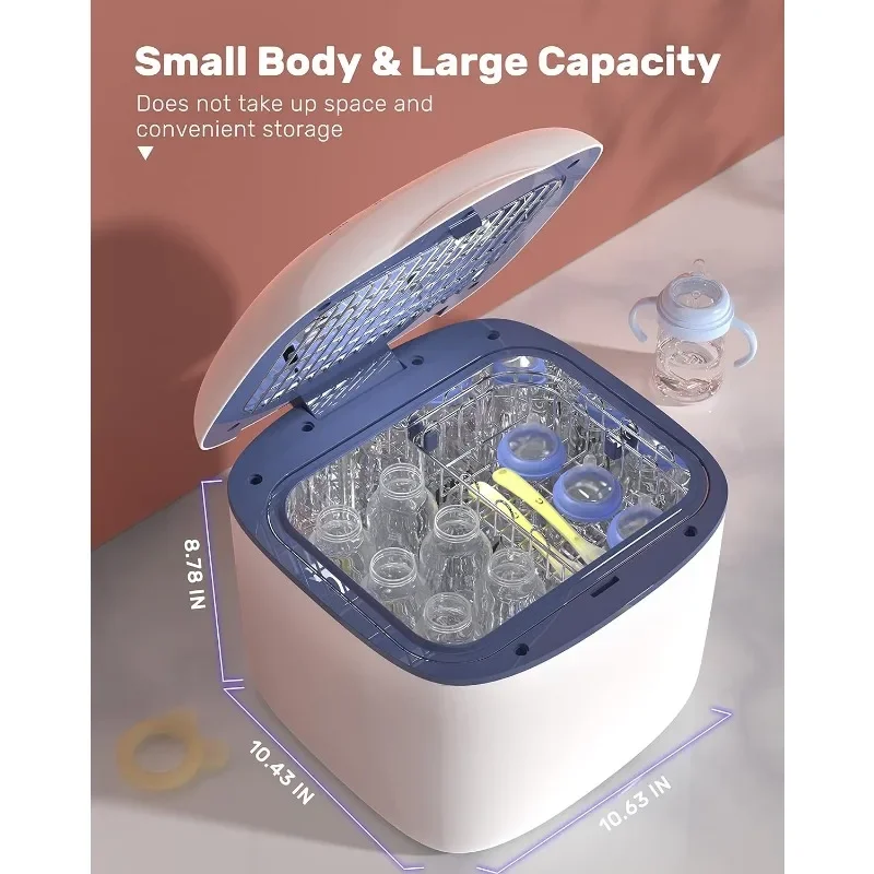 UVライトボトル滅菌器とドライヤー,4 in 1消毒剤,家庭用滅菌器,哺乳瓶,おもちゃ,衣類,カップ,歯ブラシ,美容