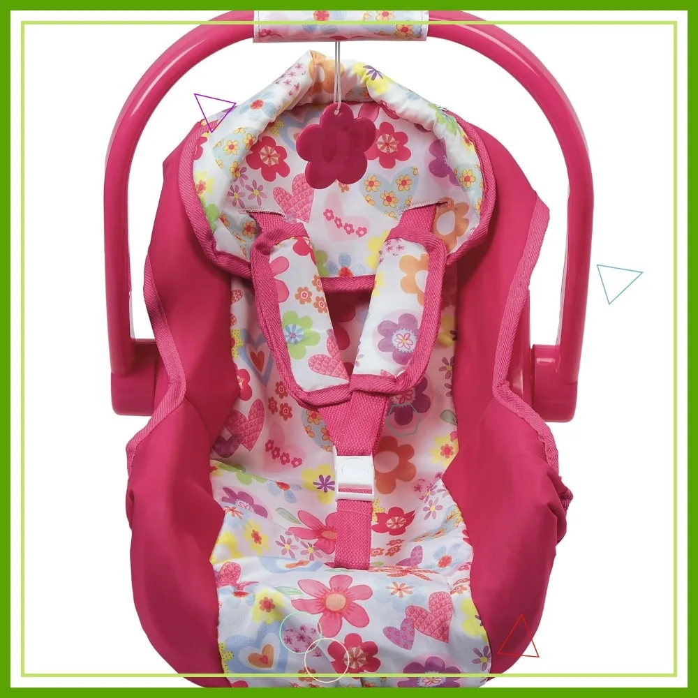 

Doll Car Seat with Removable Washable Cover, Fits 20" Dolls & Plush Animals, Fun Floral Design for Kids Ages 2+
