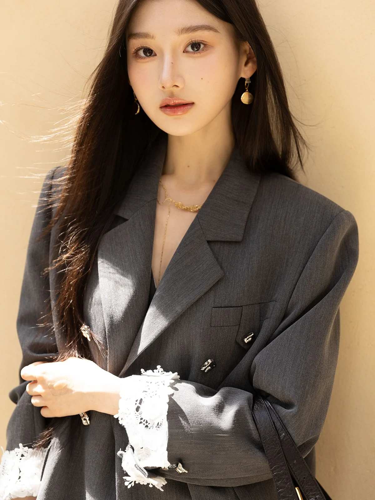 

OS7 Anti-Wrinkle Lace Patchwork Smooth And Relaxed Women's Suit Vest Polyester Fiber Commute Sle Unique Design