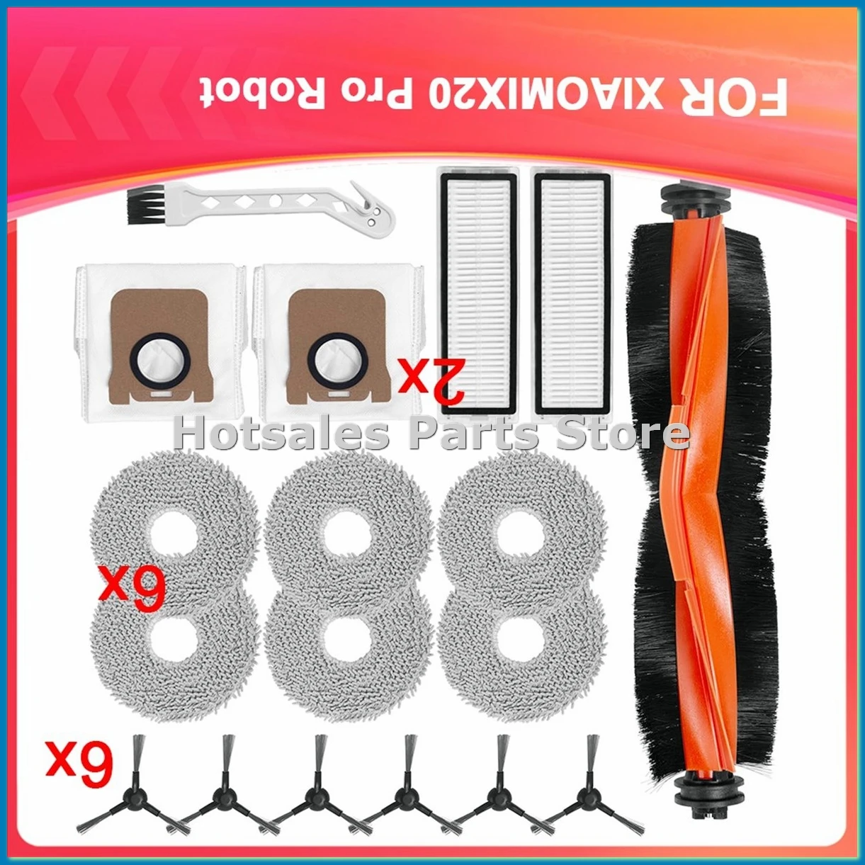 

Комплект аксессуаров для робота-пылесоса X20 Max/X20 Pro: роликовая щетка, боковая щетка, салфетки, фильтры, мешки для сбора пыли-A57M